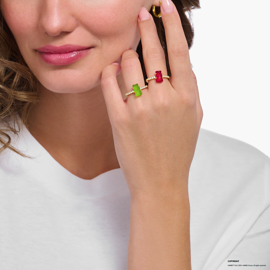 Thomas Sabo Ring Haribo Mit Golbär Steine Gr. 54 Grün TR2459-414-6-54 Finger, Hand, Nagel, Zubehör, Diamant