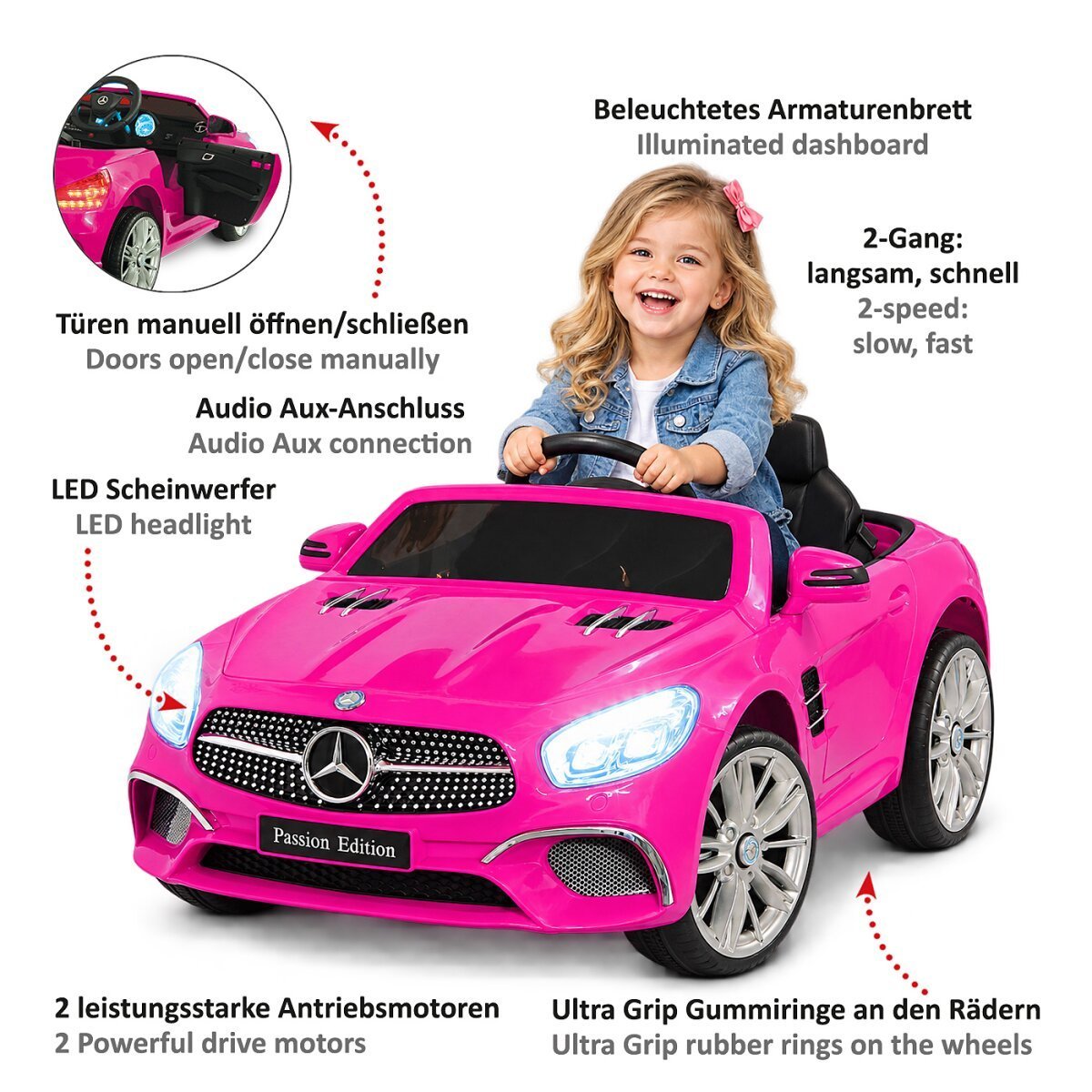 JAMARA Ride-on Mercedes-Benz SL 400 pink 12V ab 3 Jahren JAMARA Ride-on Mercedes-Benz SL 400 pink 12V ab 3 Jahren