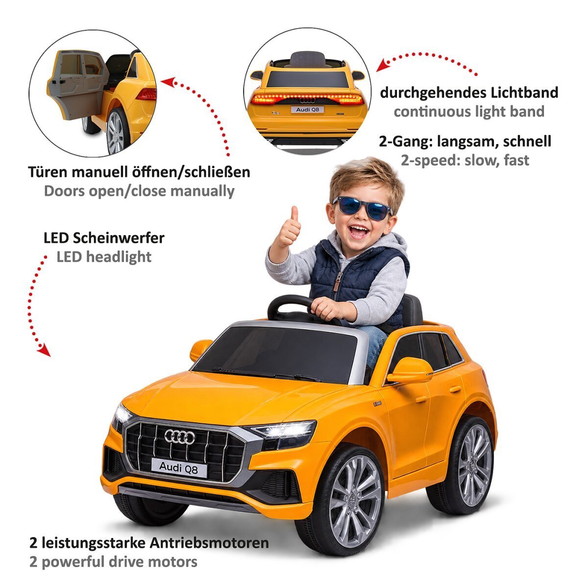 JAMARA Ride-on Audi Q8 gelb 12V ab 3 Jahren JAMARA Ride-on Audi Q8 gelb 12V ab 3 Jahren
