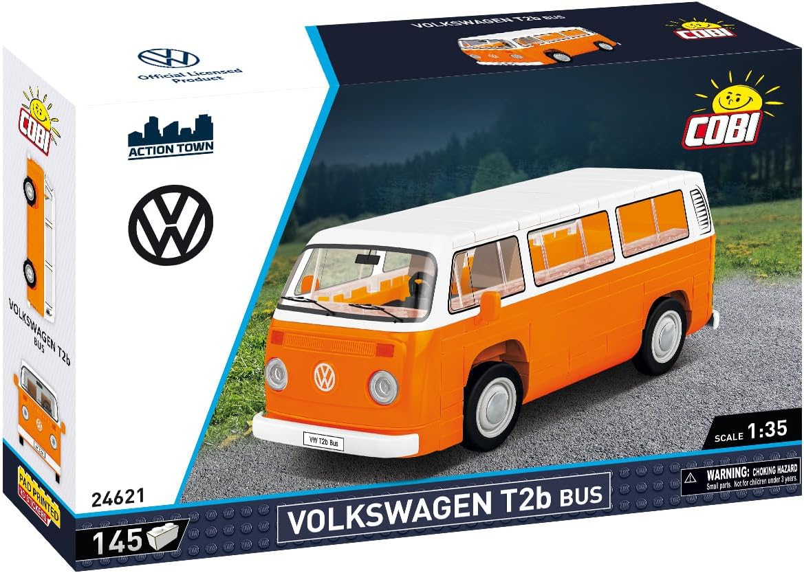COBI Volkswagen T2b Bus - Kultfahrzeug im Maßstab 1:35 24621 Wohnwagen, Lieferwagen, Auto, Bus, Rad