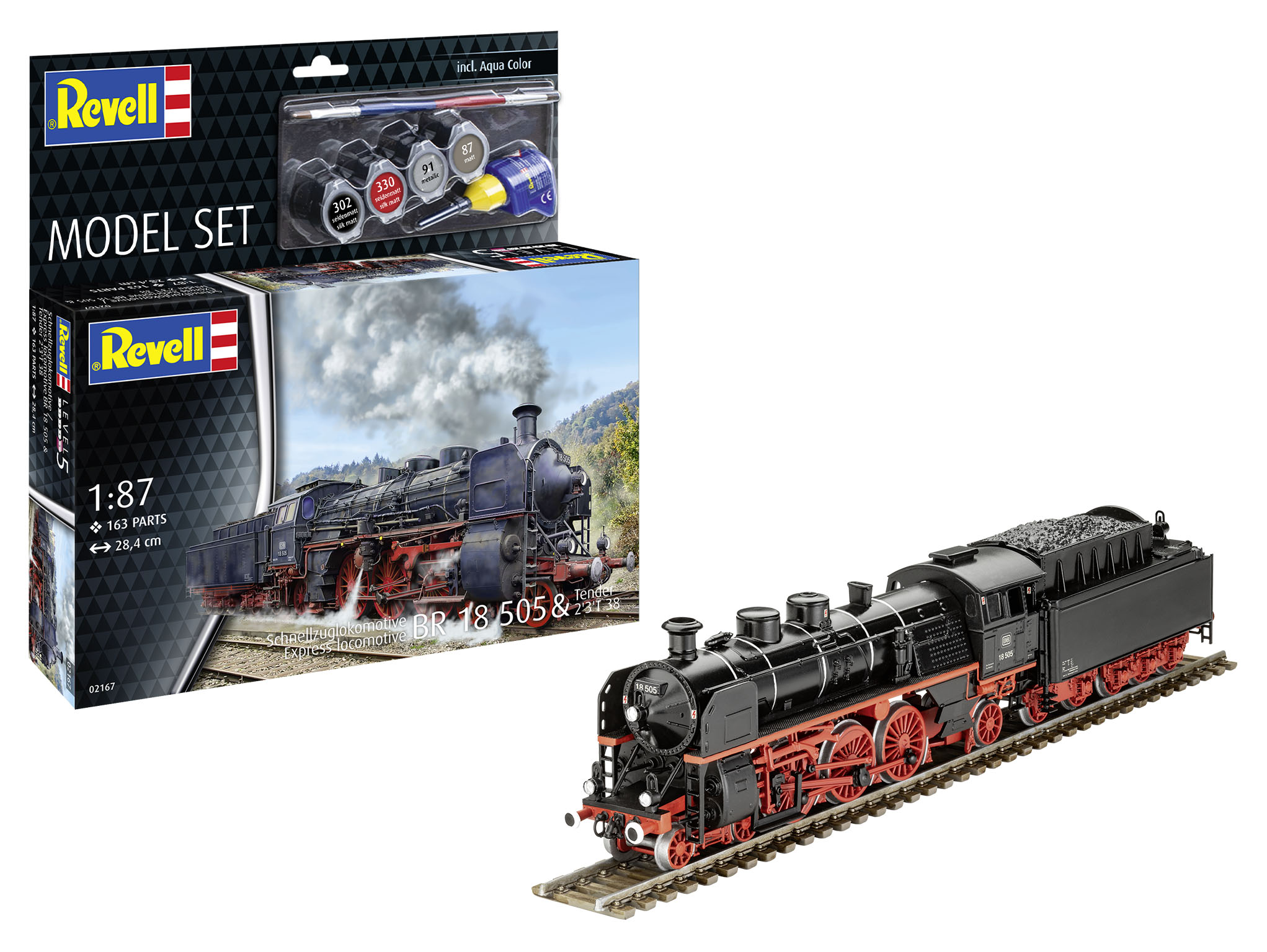 Revell 62167 Model Set Schnellzuglokomotive BR 18 505. Maßstab 1:87 Lokomotive, Zug, Motor, Dampfmaschine