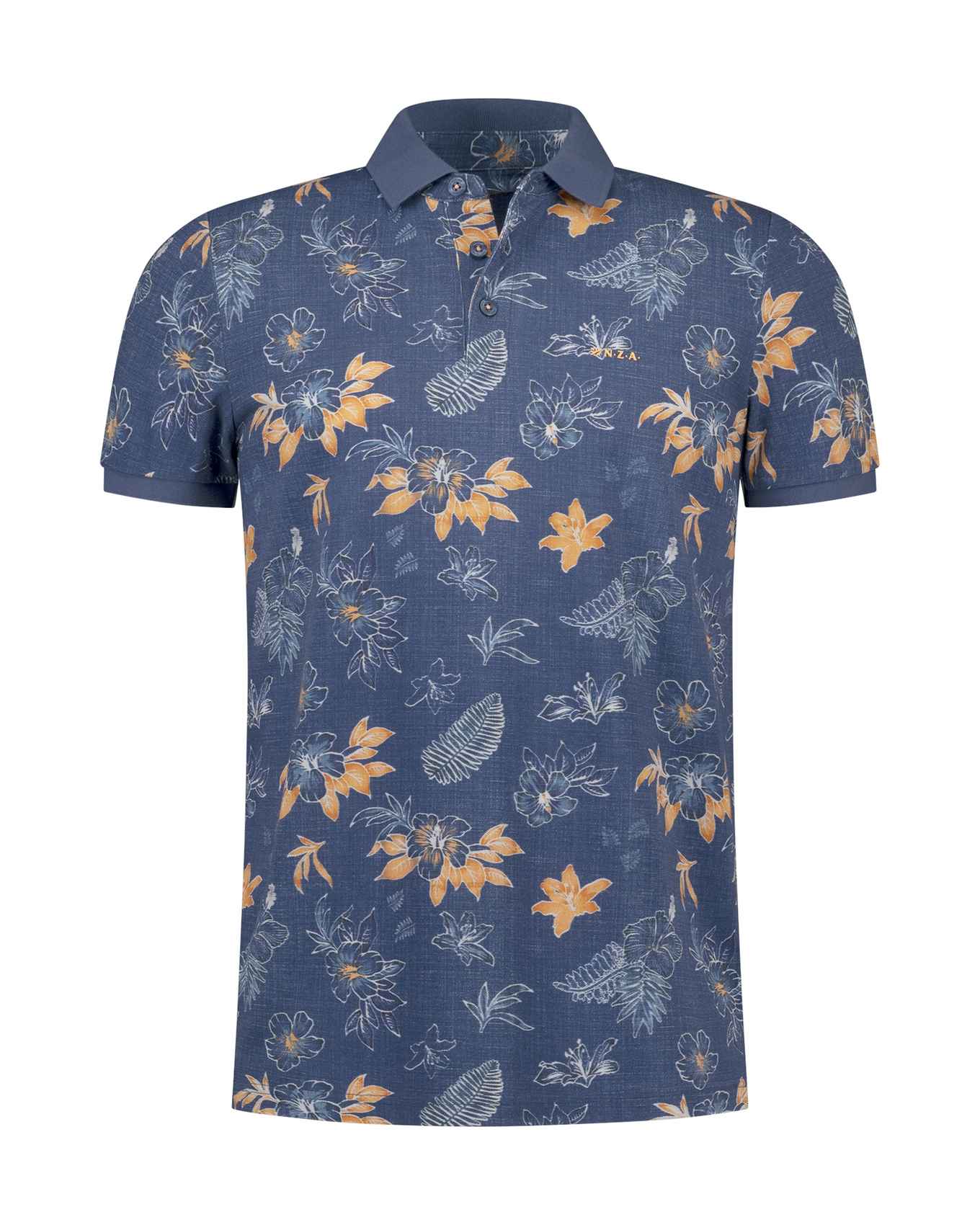 NZA 26CN124NS Poloshirt - Navy Blau / Blumen