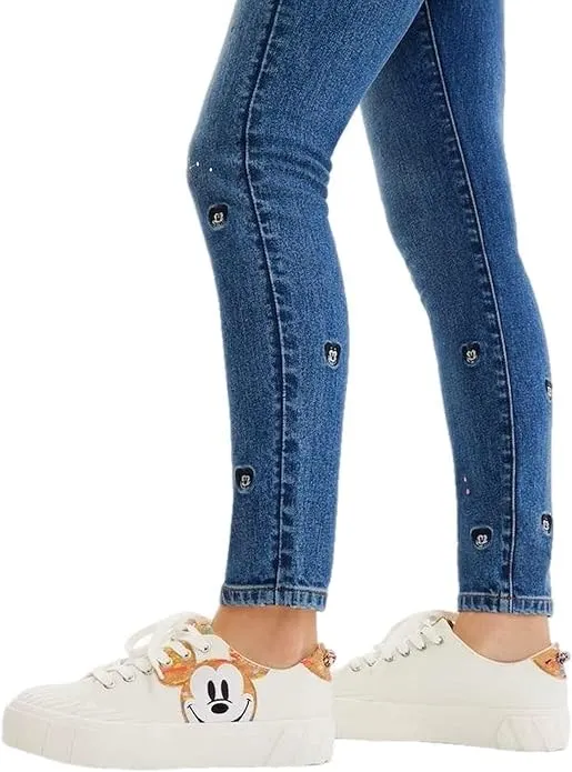 Desigual Damen Sneaker - Weiße Street-Schuhe mit Mickey-Design und Korkdetails 23SSKP101000 GR. 40 Desigual Damen Sneaker - Weiße Street-Schuhe mit Mickey-Design und Korkdetails 23SSKP101000 GR. 40