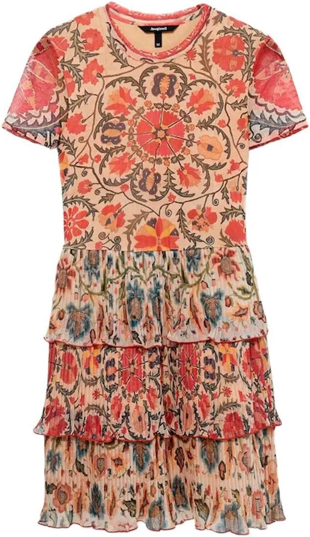 Desigual Damen Kleid - Mehrfarbig mit Blumenmuster 22SWVK51 GR. L Desigual Damen Kleid - Mehrfarbig mit Blumenmuster 22SWVK51 GR. L