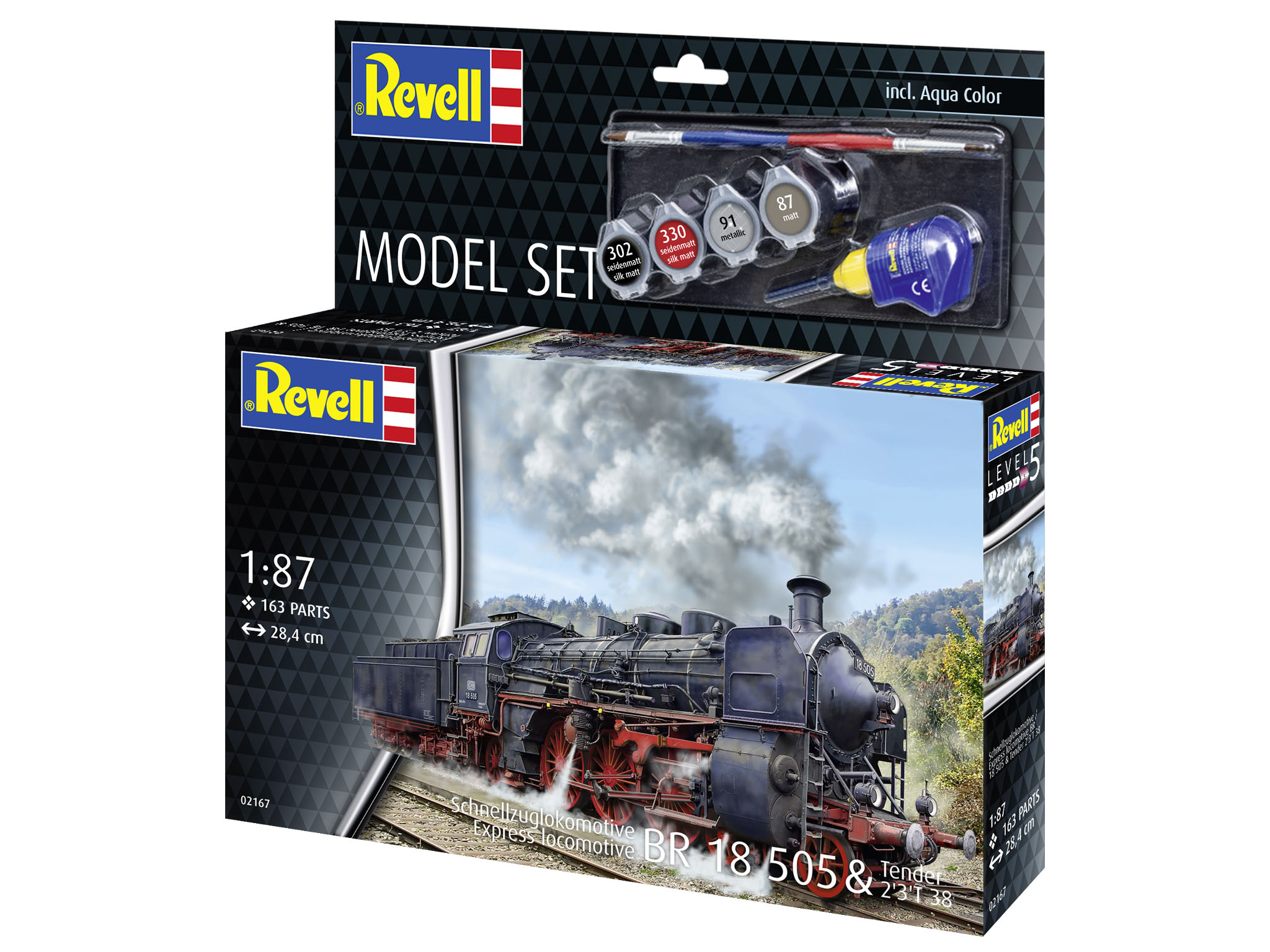 Revell 62167 Model Set Schnellzuglokomotive BR 18 505. Maßstab 1:87 Lokomotive, Zug, Motor, Dampfmaschine