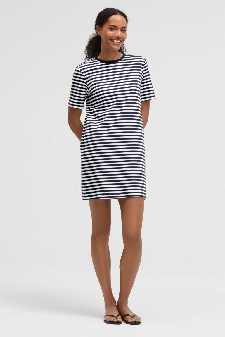 SENSES Gestreiftes T-Shirt-Kleid FE:NO night navy / opticwhite