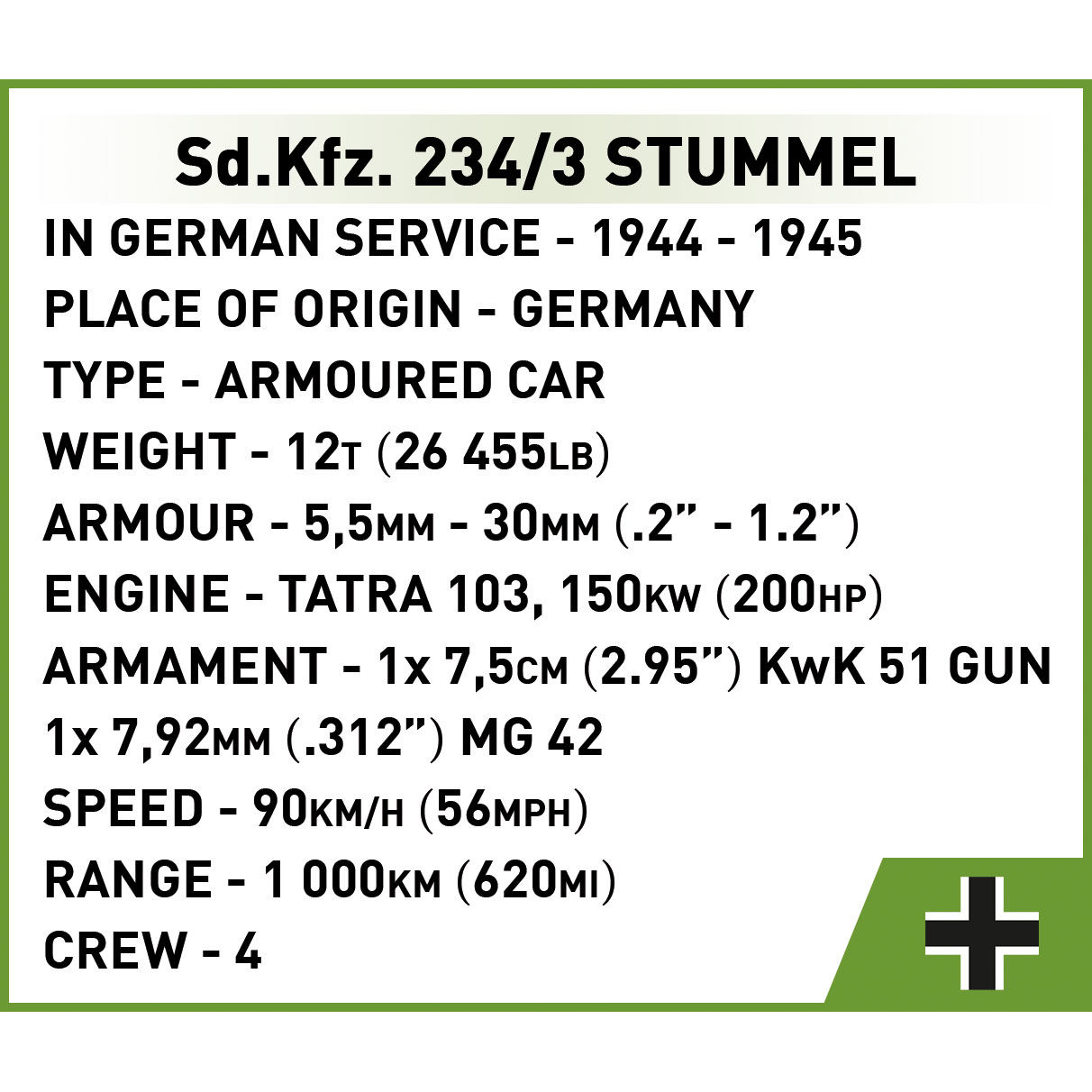COBI 2288 - SDKFZ 234/3 Stummel SCALE 1:35 - Bild 14 COBI 2288 - SDKFZ 234/3 Stummel SCALE 1:35 - Bild 14