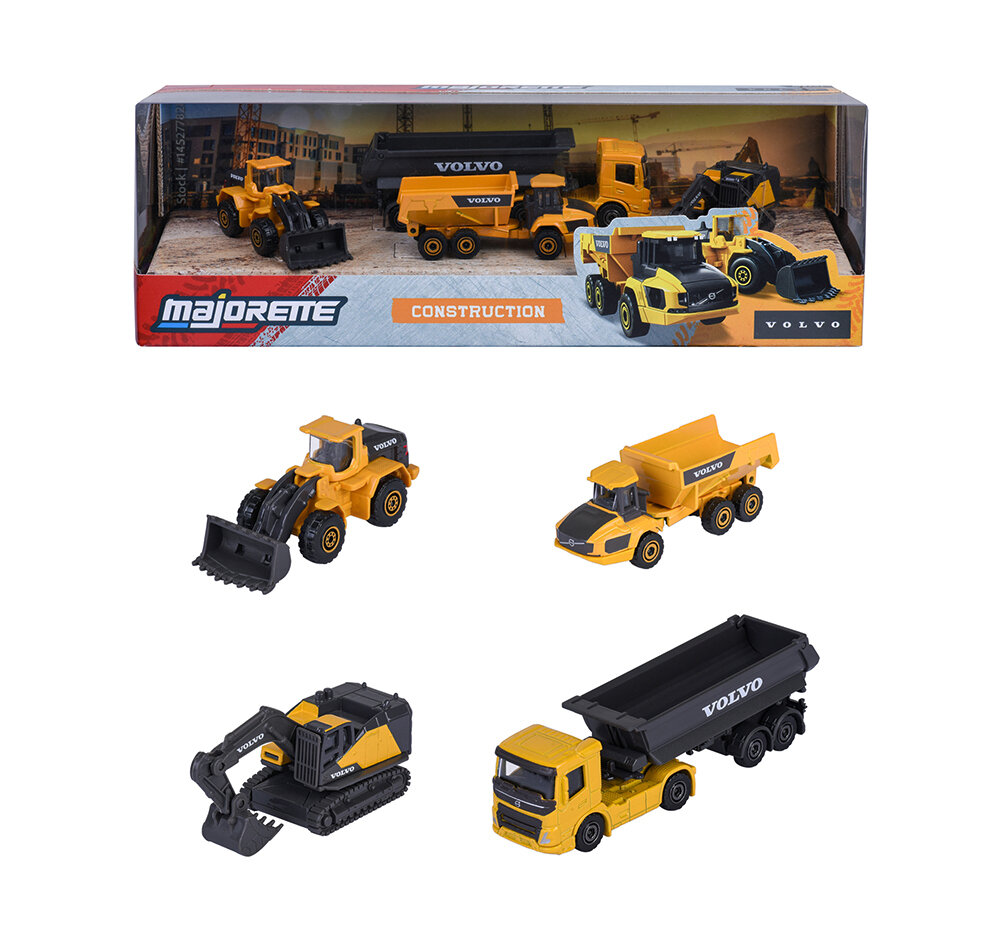 Majorette, VOLVO, CONSTRUCTION, 4, PIECES, GIFTPACK, 8503105000