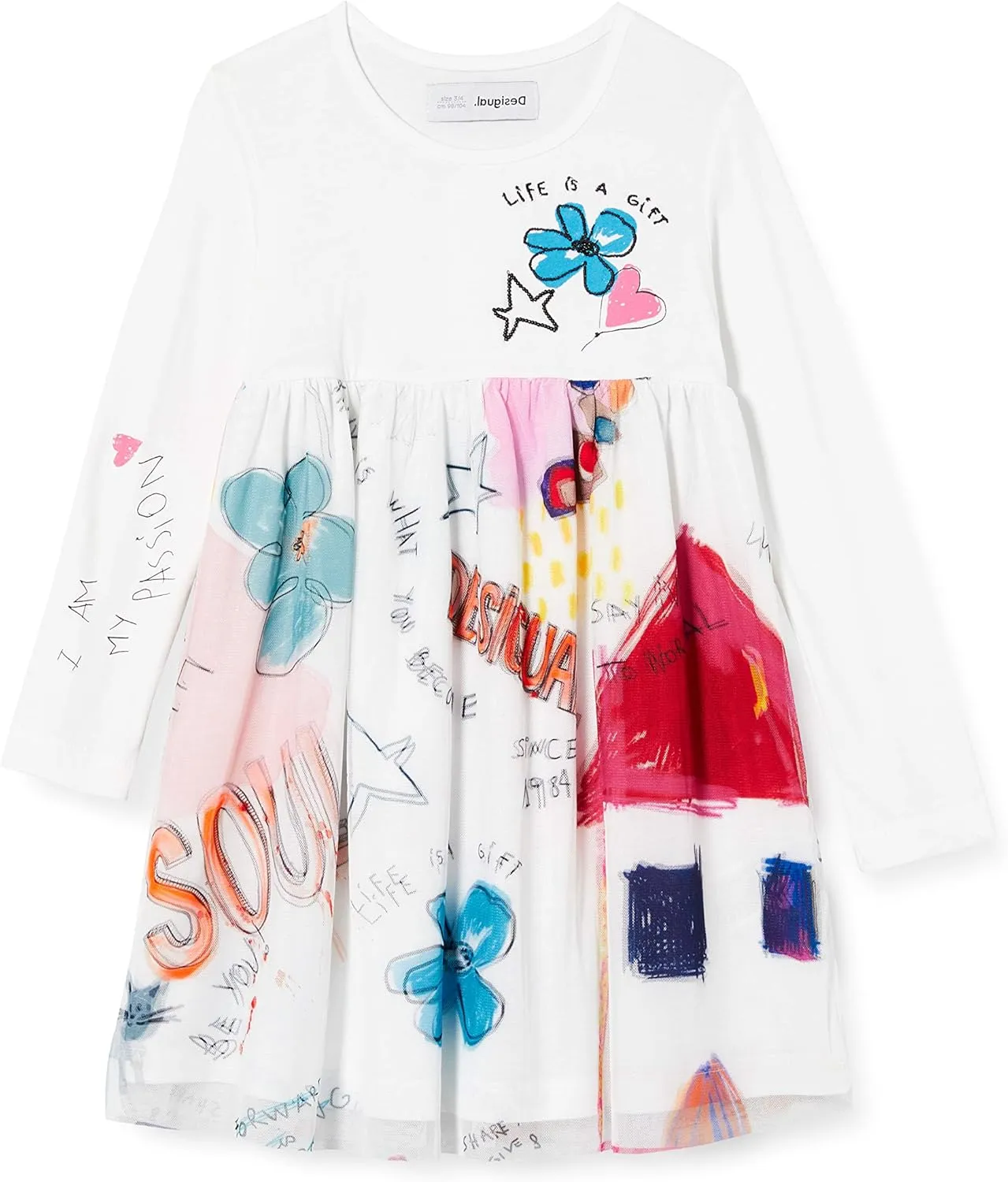 Desigual Mädchen Kleid /9 „Zamora“ - Weiß 20WGVK601000 Desigual Mädchen Kleid /9 „Zamora“ - Weiß 20WGVK601000