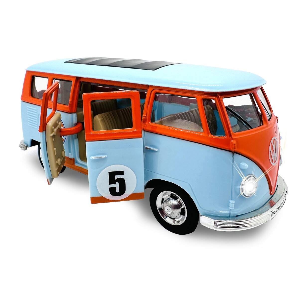 JAMARA Volkswagen T1 Diecast 1:30 hellblau inkl. Knopfzellen ab 3 Jahren