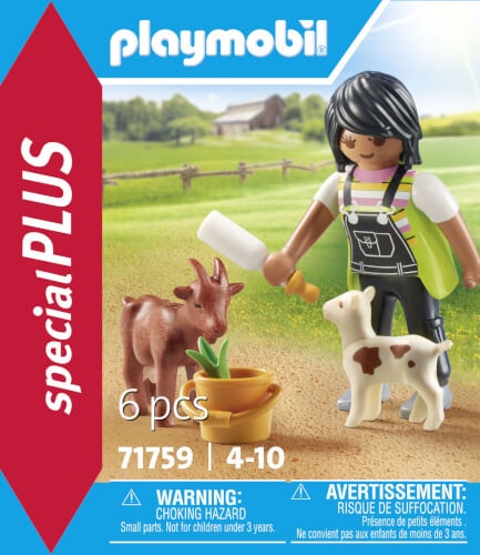 PLAYMOBIL 71759 - Special Plus: Frau mit Ziegen, Milchflasche & Eimer Werbung, Plakat, Person