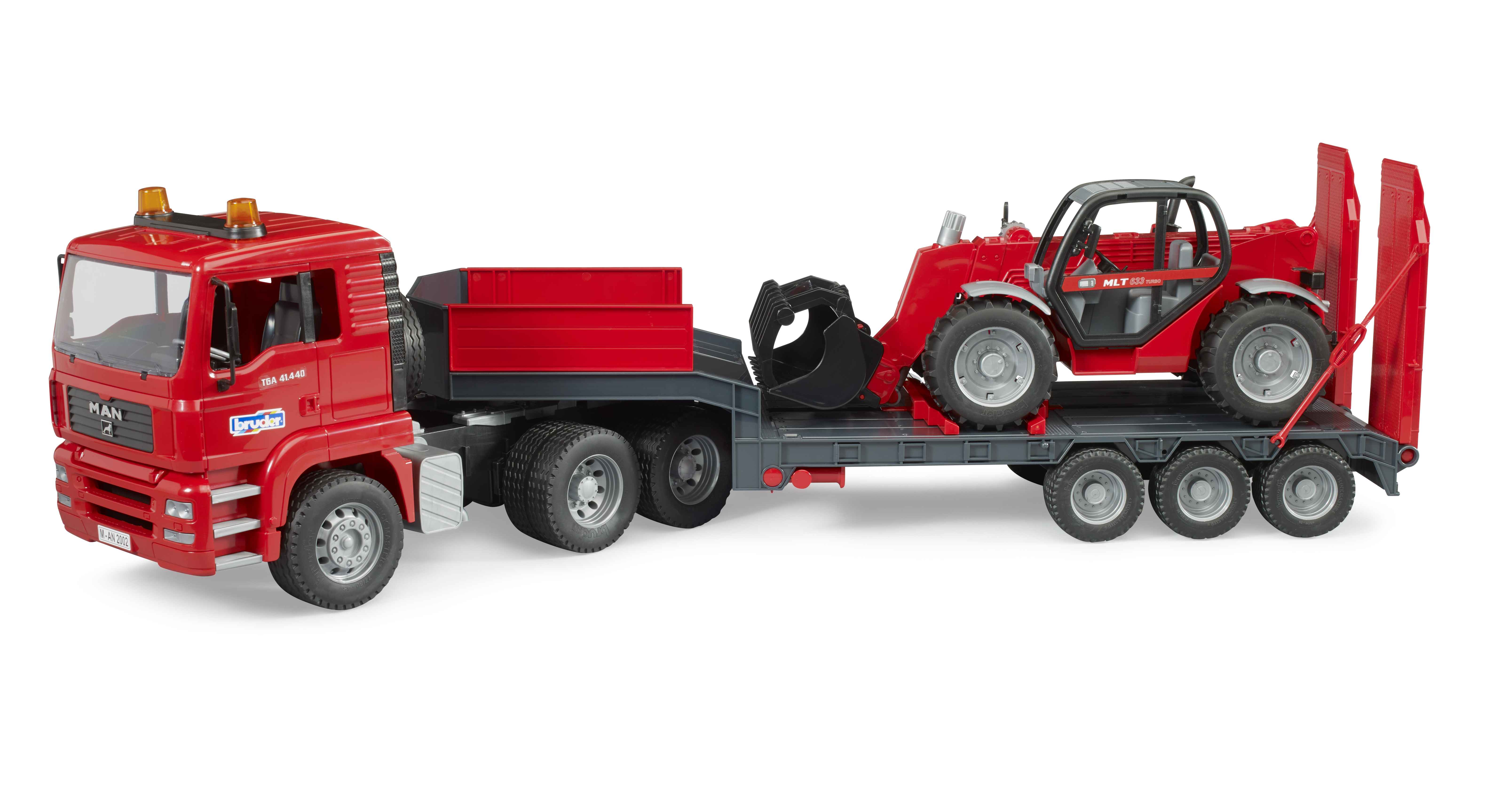 BRUDER 02774 - MAN TGA Tieflader mit Manitou Teleskoplader BRUDER 02774 - MAN TGA Tieflader mit Manitou Teleskoplader