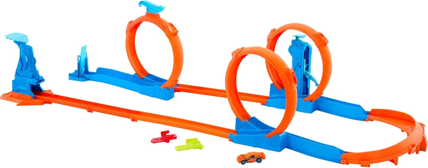 Hot Wheels Track Creator Dreifach-Looping-Pack und Spielzeugauto im Maßstab 1:64, Trackbauset Hot Wheels Track Creator Dreifach-Looping-Pack und Spielzeugauto im Maßstab 1:64, Trackbauset