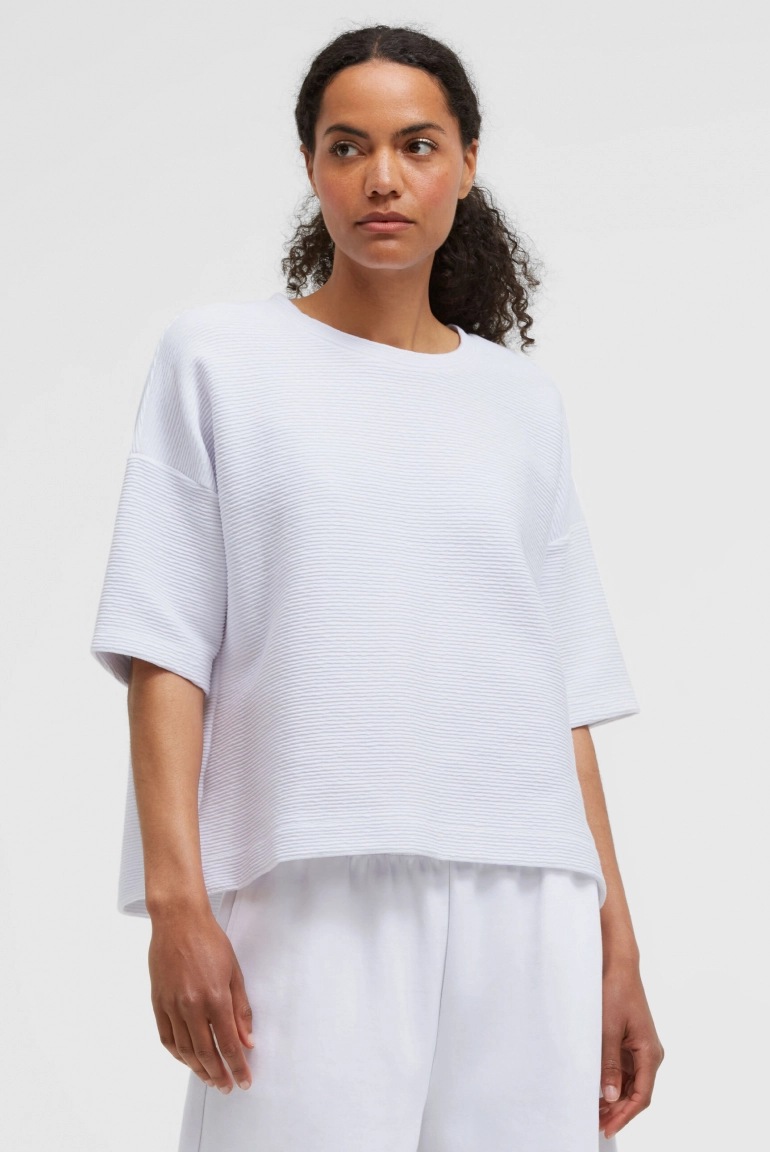 SENSES Strukturiertes Kurzarm-Sweatshirt SO:Y opticwhite