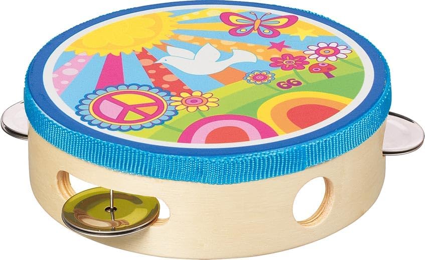 GOKI, 61841, Tamburin, SonnenscheinMusikinstrument, für, Kinder, mit, Peace-Design GOKI 61841 Tamburin SonnenscheinMusikinstrument für Kinder mit Peace-Design