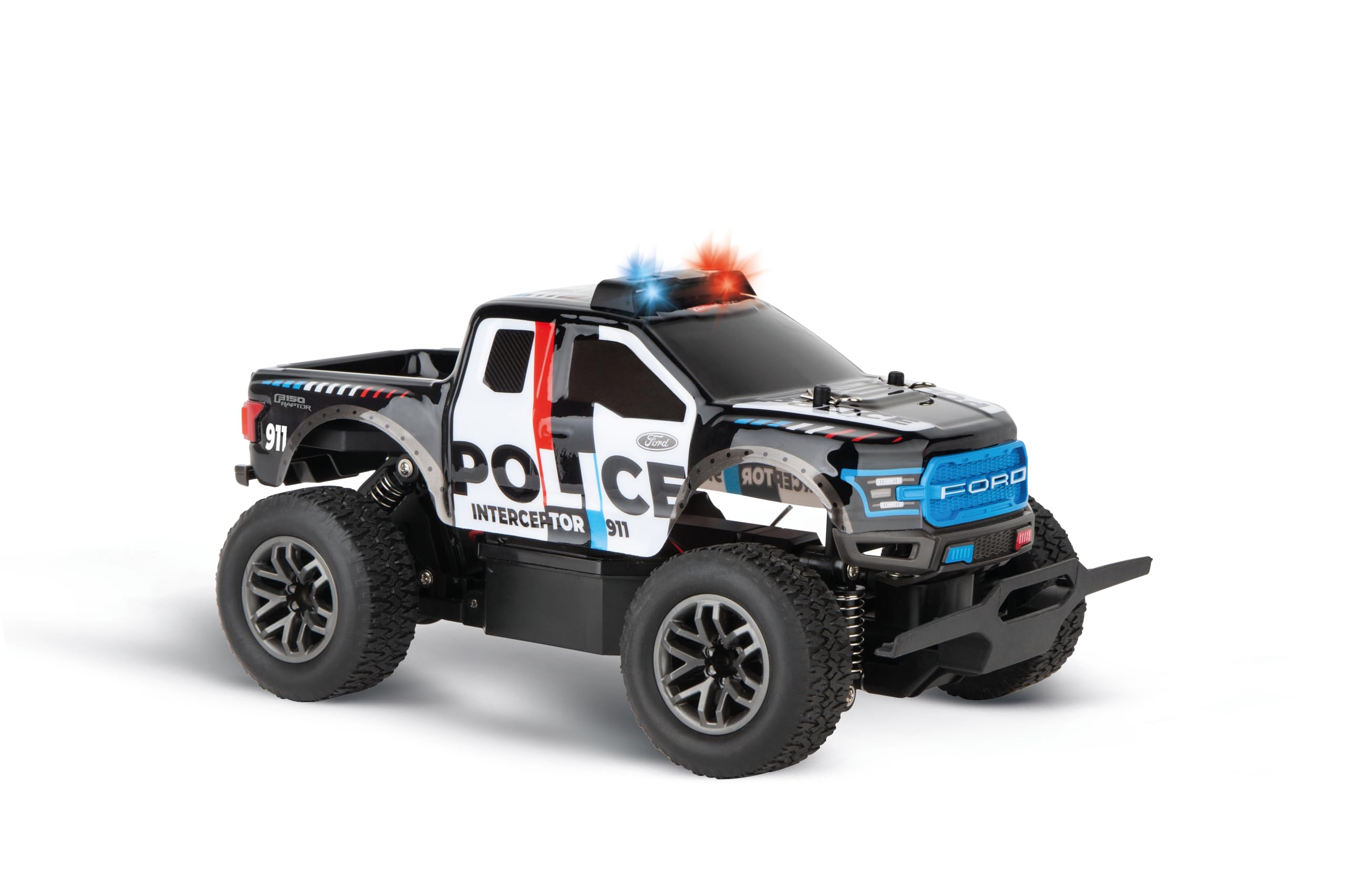 Carrera 370182024 RC Ford F-150 Raptor Police mit Licht, Allrad & Metallgetriebe Maschine, Rad, Rasenmäher, Pflanze, Werkzeug