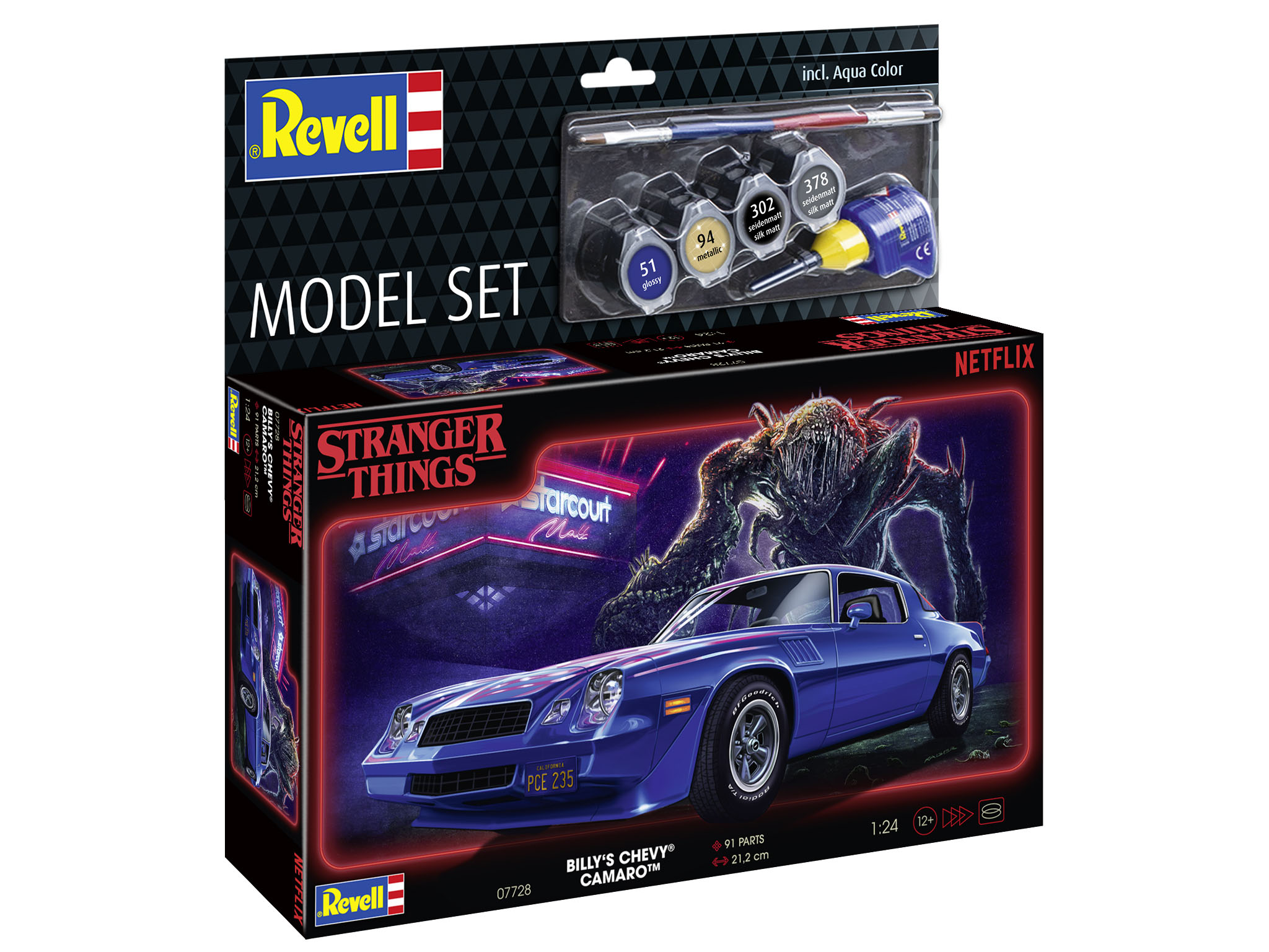 Revell 67728 Model Set Stranger Things - Billy's Chevy Camaro Z/28 Coupé, Sportwagen, Sprach, Leichtmetallfelge, Rad