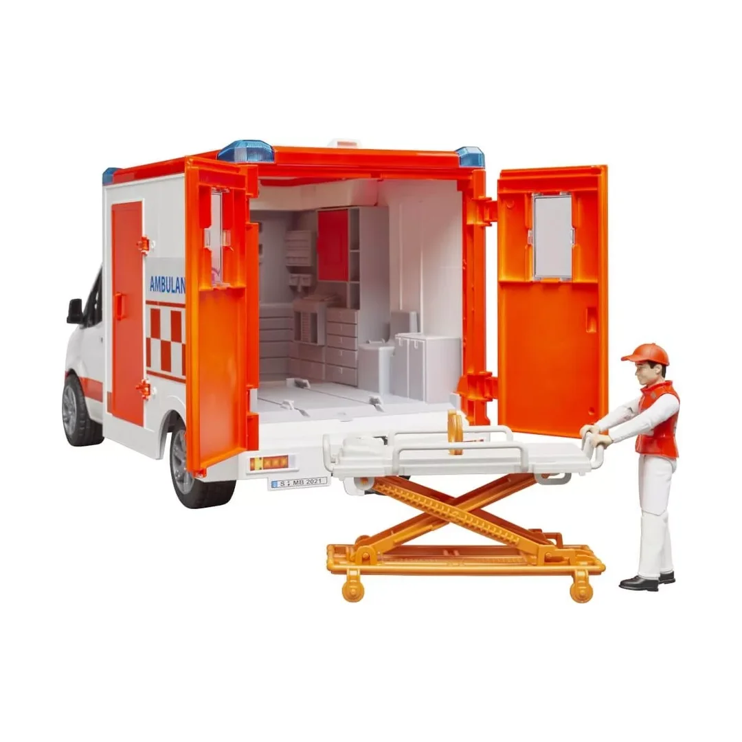 Bruder 02676 MB Sprinter Ambulanz mit Fahrer und Light + Sound Modul