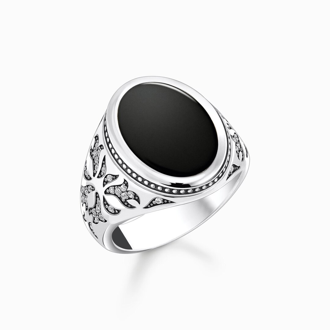 Thomas Sabo Ring Mit Gr. 62 Schwarz Onyx Silber TR2454-641-11-62
