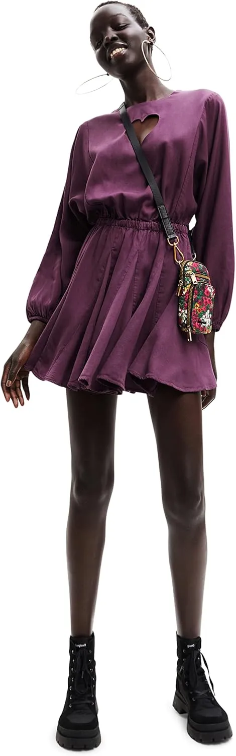 Desigual Damen Kleid - Violettes Minikleid mit Herz-Ausschnitt 22WWVW313003 GR. M