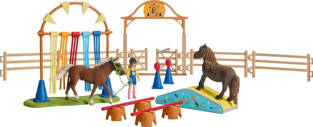 schleich Farm World 42481 Pony Agility Training Spielbereich, Person, Draußen, Spielbereich, im, Freien