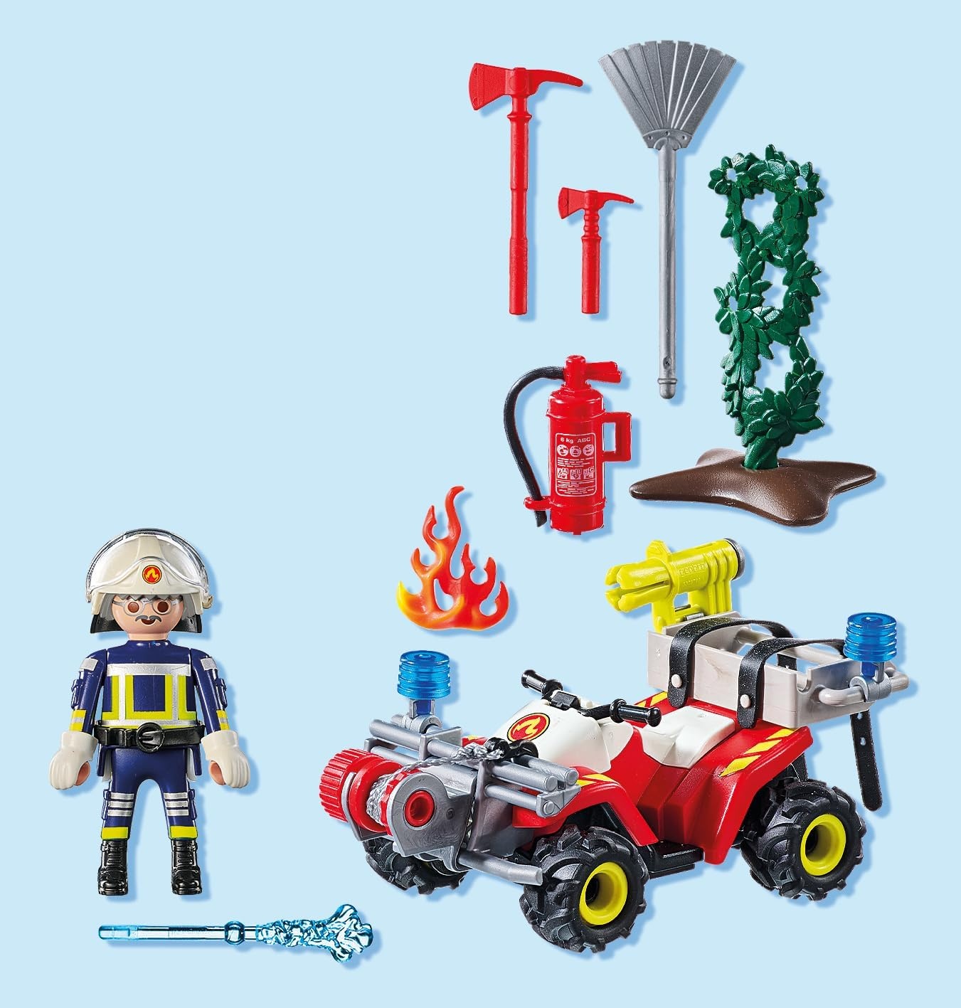 PLAYMOBIL 71825 - Action Heroes: Feuerwehr Quad mit Wasserkanone & Figur Spielzeug, Helm, Person