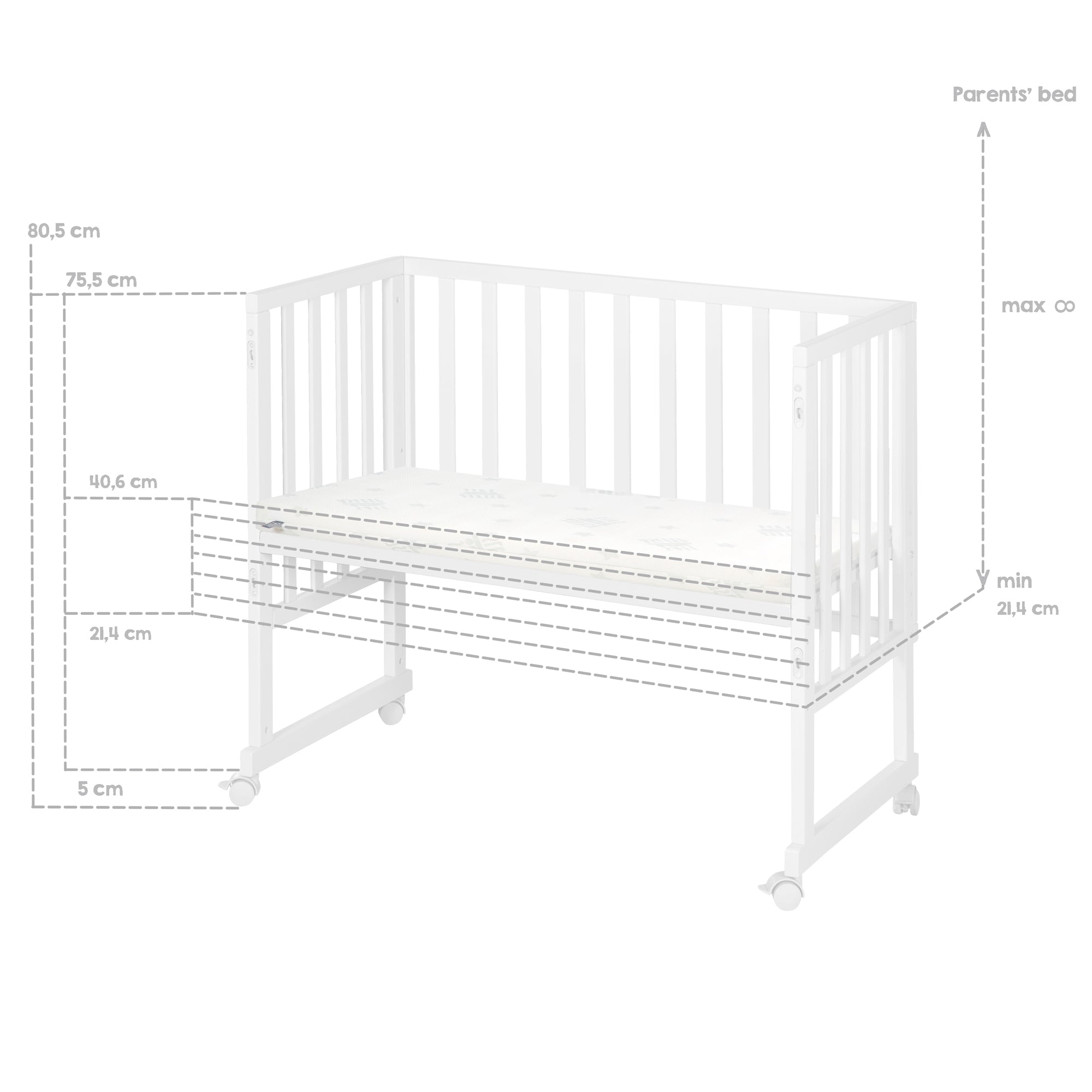 Roba 8961WE8V230 Stuben- Beistellbett 3in1, Barriere grau weiß – Stubenbetten - Bild 6 Roba 8961WE8V230 Stuben- Beistellbett 3in1, Barriere grau weiß – Stubenbetten - Produktbild 6