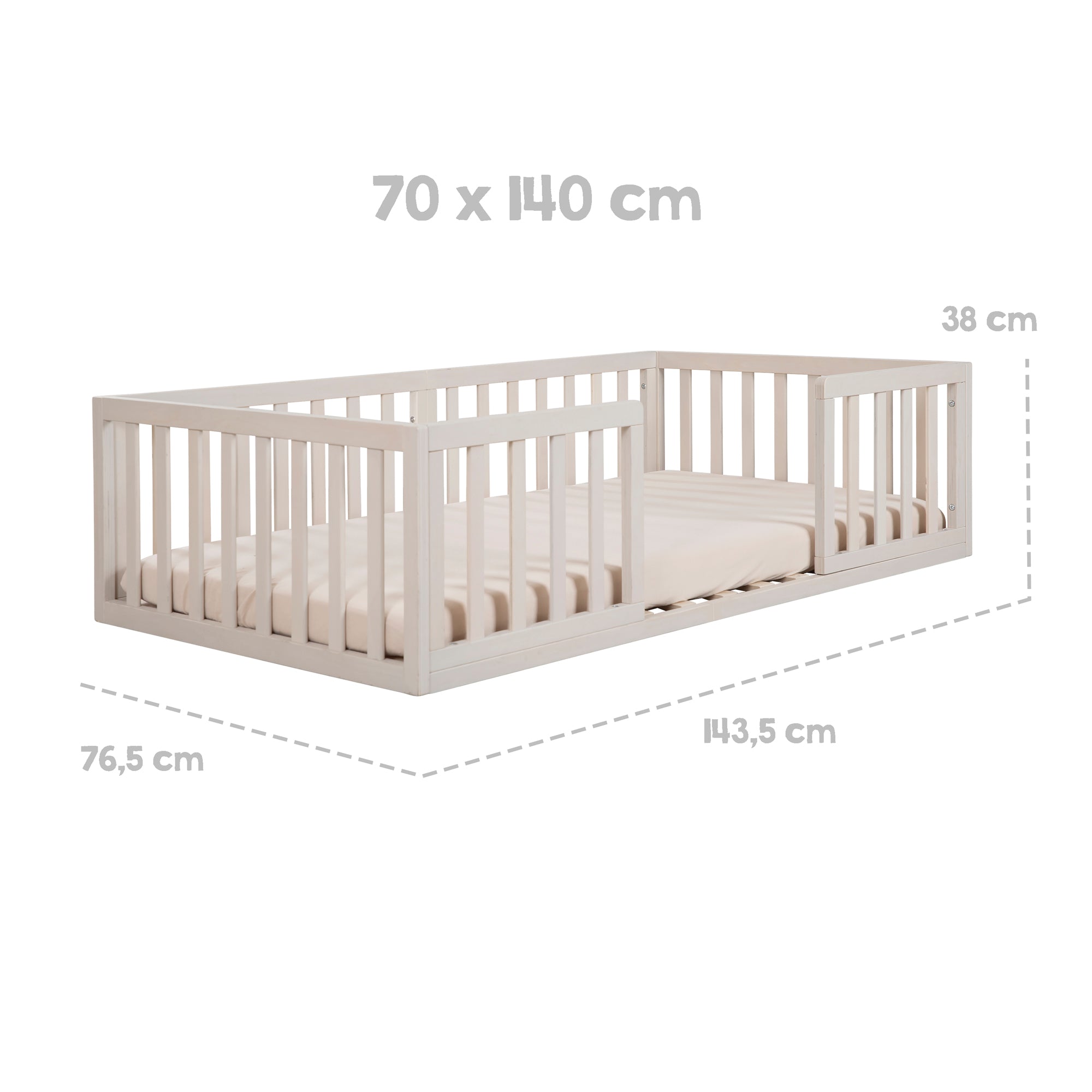 Roba 203200NG1 Montessori-Bodenbett natur-grau – Komplettbettsets & Einzelbetten - Bild 7 Roba 203200NG1 Montessori-Bodenbett natur-grau – Komplettbettsets & Einzelbetten - Produktbild 7