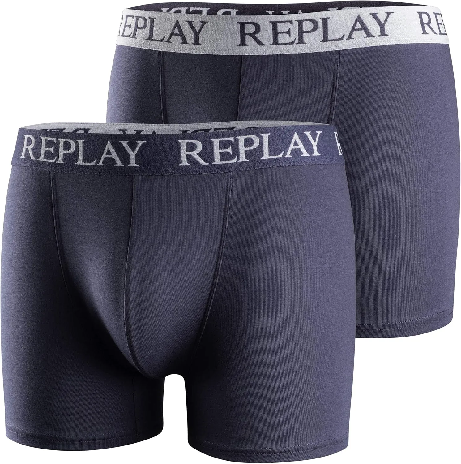 REPLAY Herren Boxershorts I101005DW – Dunkelblau/Weiß, 2er Pack Cotton-Stretch REPLAY Herren Boxershorts I101005DW – Dunkelblau/Weiß, 2er Pack Cotton-Stretch
