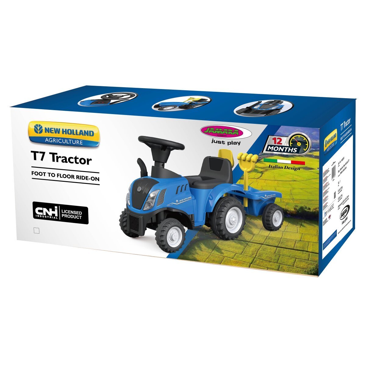 JAMARA Rutscher New Holland T7 Traktor mit Anhänger blau 2in1 ab 12 Monaten JAMARA Rutscher New Holland T7 Traktor mit Anhänger blau 2in1 ab 12 Monaten