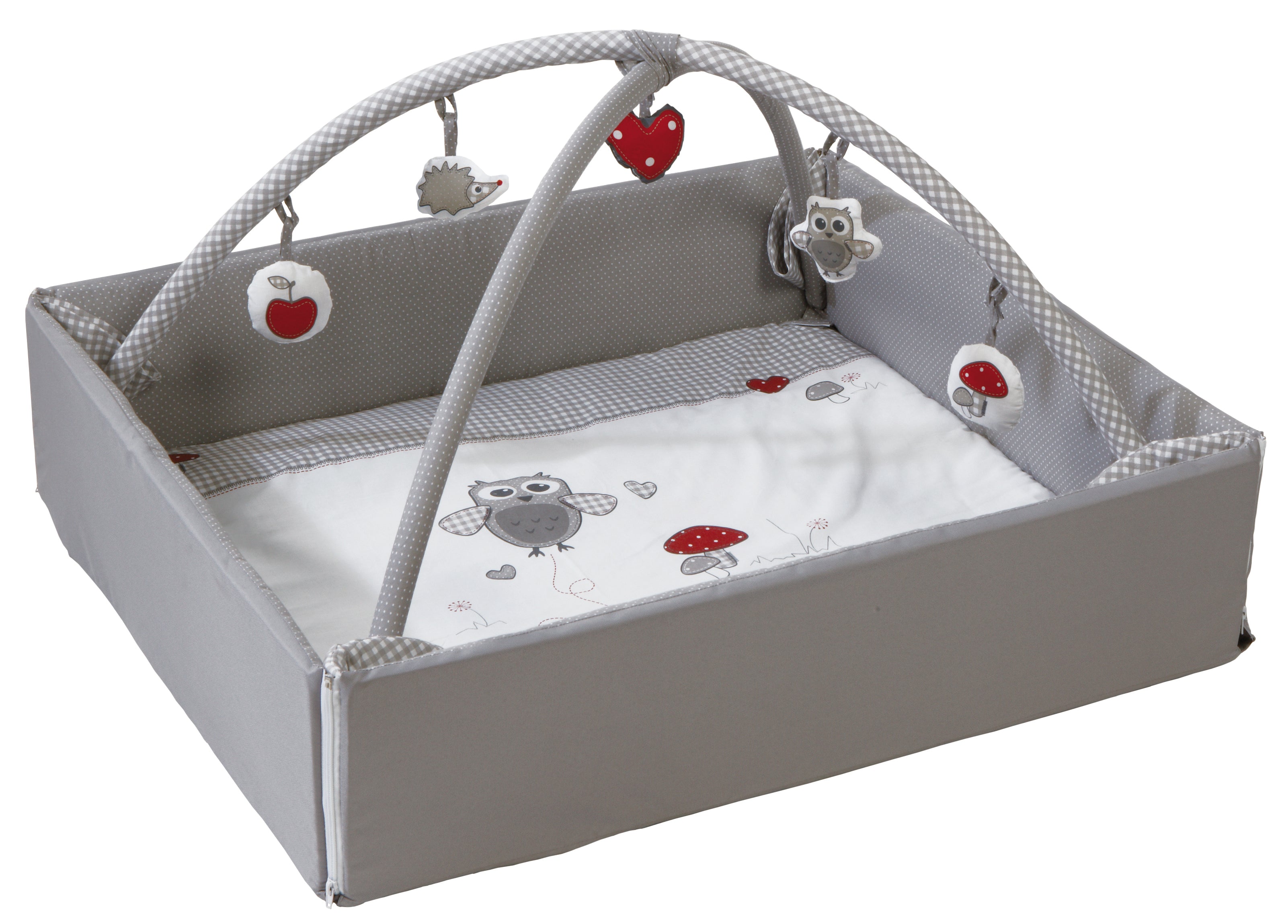 Roba 75001S148 Baby Nest mit Spielbogen Adam & Eule grau – Babynester - Bild 3 Roba 75001S148 Baby Nest mit Spielbogen Adam & Eule grau – Babynester - Produktbild 3