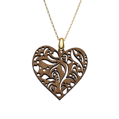 WAIDZEIT K12W Damenkette Herz Gold Walnuss WAIDZEIT K12W Damenkette Herz Gold Walnuss