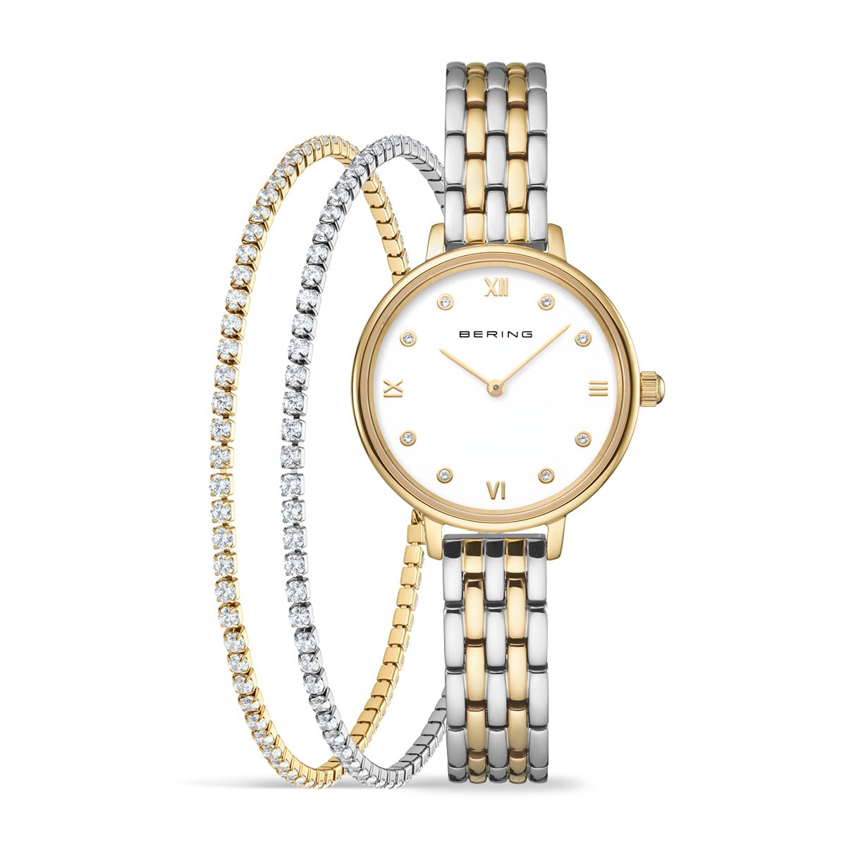 Bering 11028-714-GWP Damen Uhren Set, Armband+uhr Gold