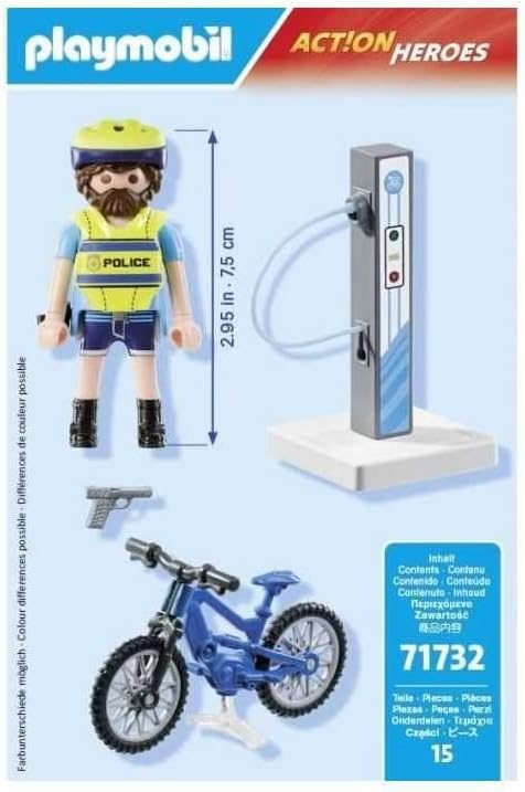 PLAYMOBIL 71732 - Action Heroes: Polizei Fahrradstreife mit E-Bike und Ladestation Person, Helm, Fahrrad, Transport, Fahrzeug