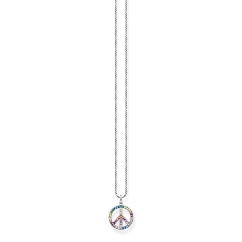 Thomas, Sabo, Kette, Mit, Anhänger, Peace, Bunt, Länge, 55, Cm, Ke2170-318-7-L55V, Zubehor, Schmuck, Halskette, Anhänger, Diamant