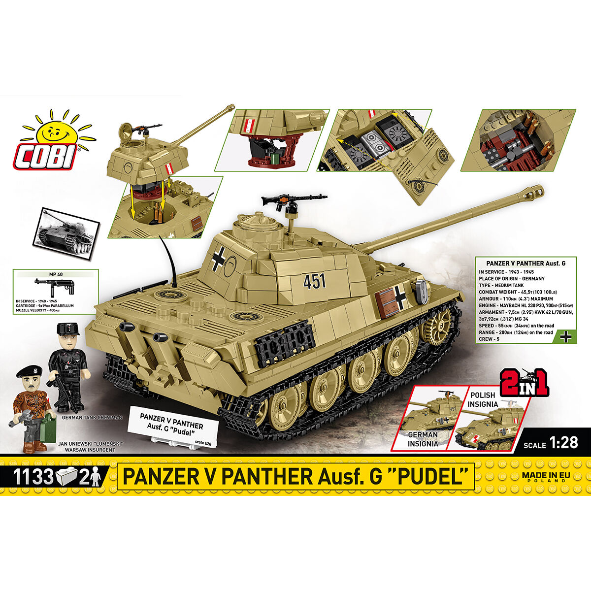 COBI 2655 - PANZER V Panther AUSF. G PUDEL, 1:28 - Bild 4 COBI 2655 - PANZER V Panther AUSF. G PUDEL, 1:28 - Bild 4