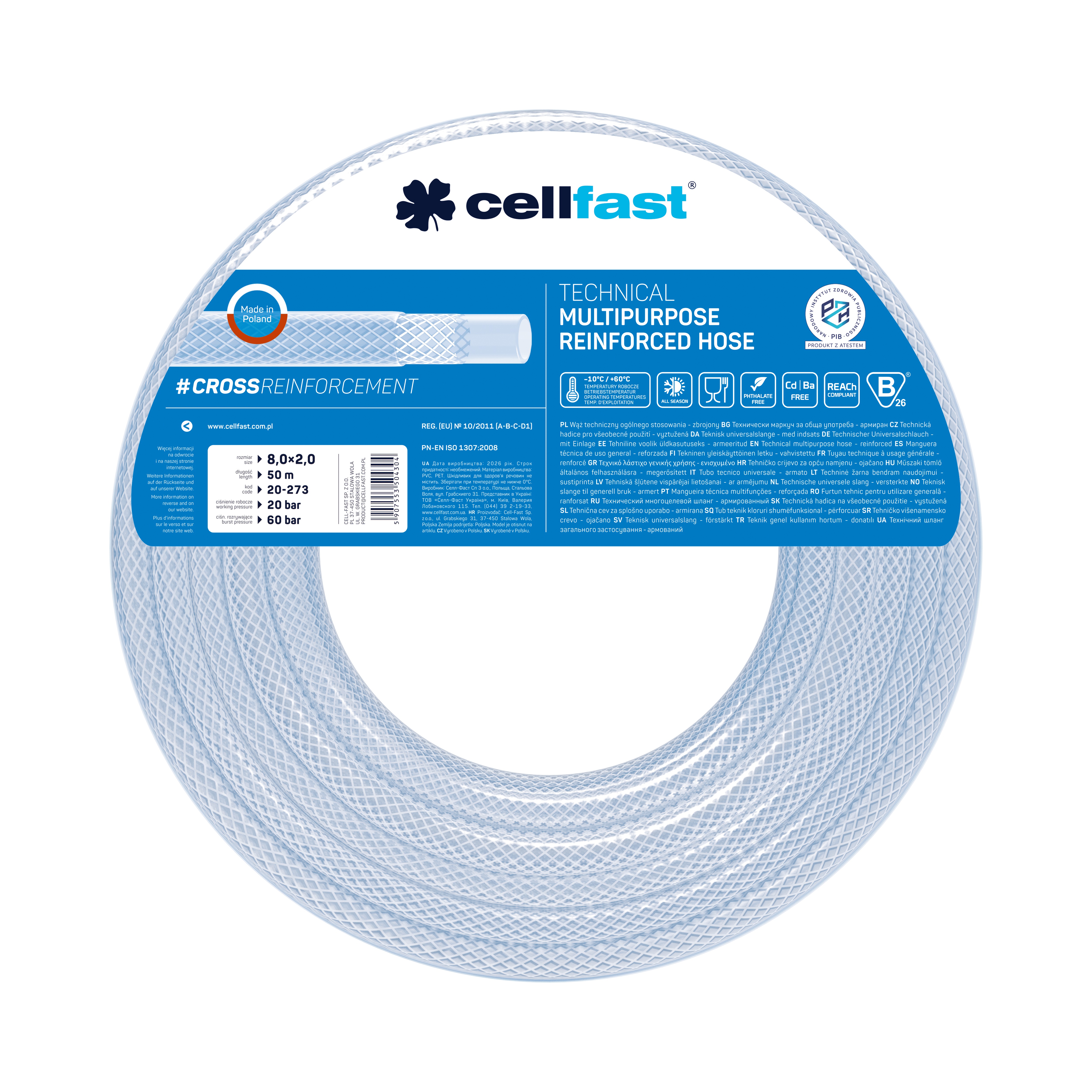 Cellfast Technischer Schlauch mit Einlage 8,0 x 2,0 mm 50 m