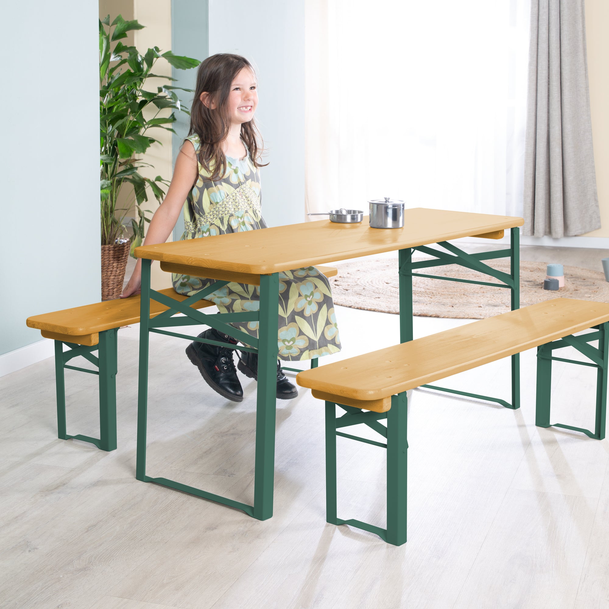 Roba 457010NAV190 Set Kinderparty-Garnitur mit Bankkissen teakholz farben – Outdoor FSC - Bild 2 Roba 457010NAV190 Set Kinderparty-Garnitur mit Bankkissen teakholz farben – Outdoor FSC - Produktbild 2