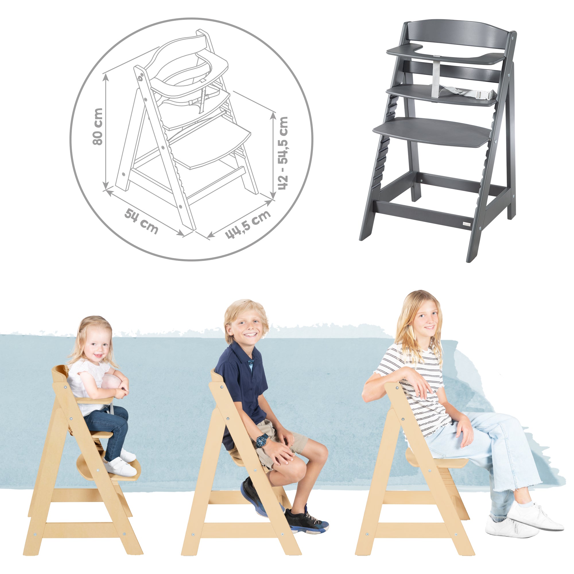 Roba 75063ANL250 Treppenhochstuhl, Set 2in1 Graphite anthrazit - Bild 8 Roba 75063ANL250 Treppenhochstuhl, Set 2in1 Graphite anthrazit - Produktbild 8