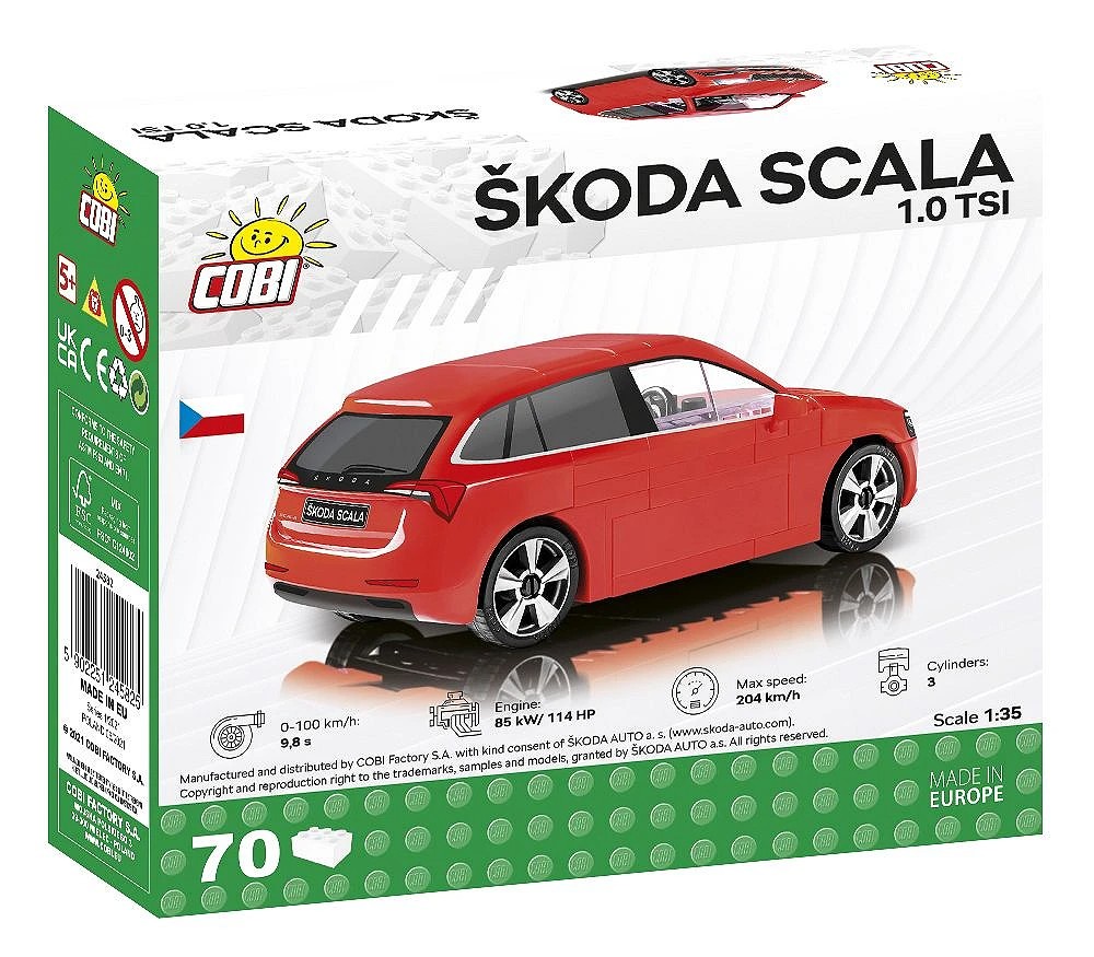 COBI 24582 Škoda Scala 1.0 TSI – Klemmbausteine Modellauto im Maßstab 1:35