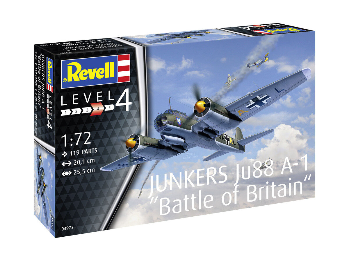 Revell 04972 Junkers Ju88 A-1 "Battle of Britain" Modellbausatz Flugzeug, Fahrzeug, Bomber, Kampfflugzeug
