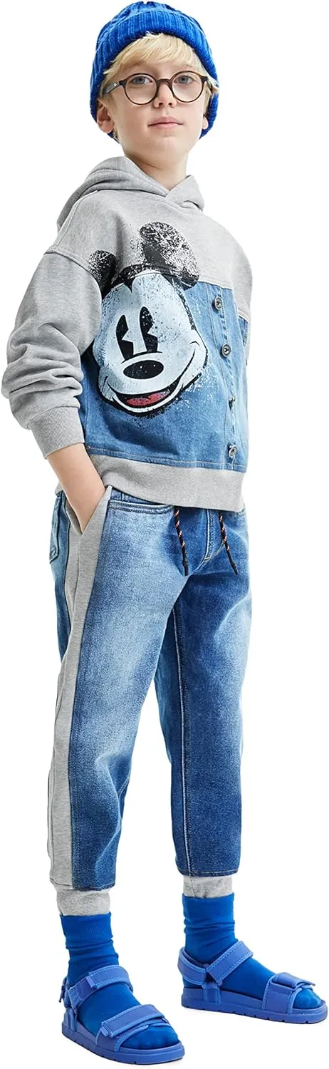 Desigual Jungen Sweatshirt - Grau mit Mickey-Mouse-Denim-Print 22WBSK03 GR. M