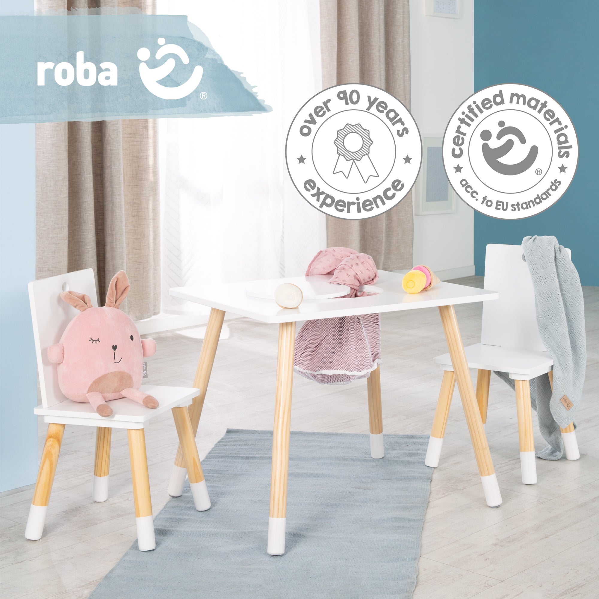 Roba 450029WE Sitzgruppe mit Aufbewahrungsnetz weiß – Spielmöbel - Bild 6 Roba 450029WE Sitzgruppe mit Aufbewahrungsnetz weiß – Spielmöbel - Produktbild 6
