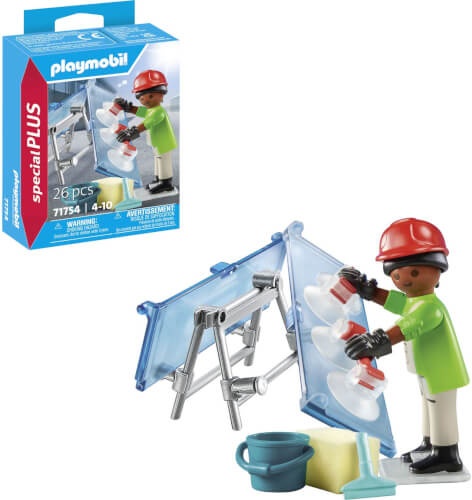 PLAYMOBIL 71754 Special Plus: Glaser mit Glasscheiben und Zubehör Bekleidung, Schutzhelm, Helm, Handschuh, Person