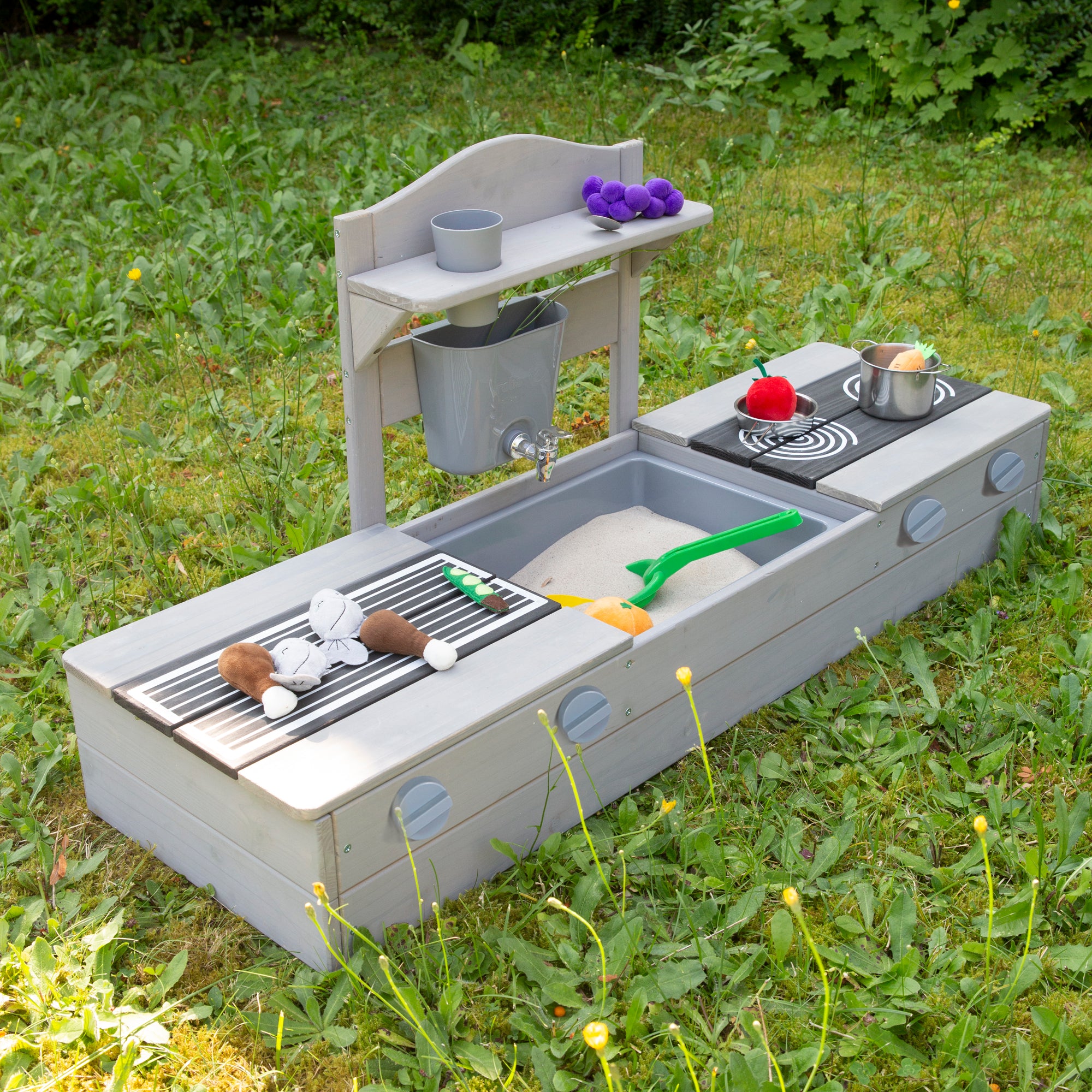 Roba 457014GA 2in1 Balkonsandkasten mit Matschküche grau – Outdoor FSC - Produktbild 2