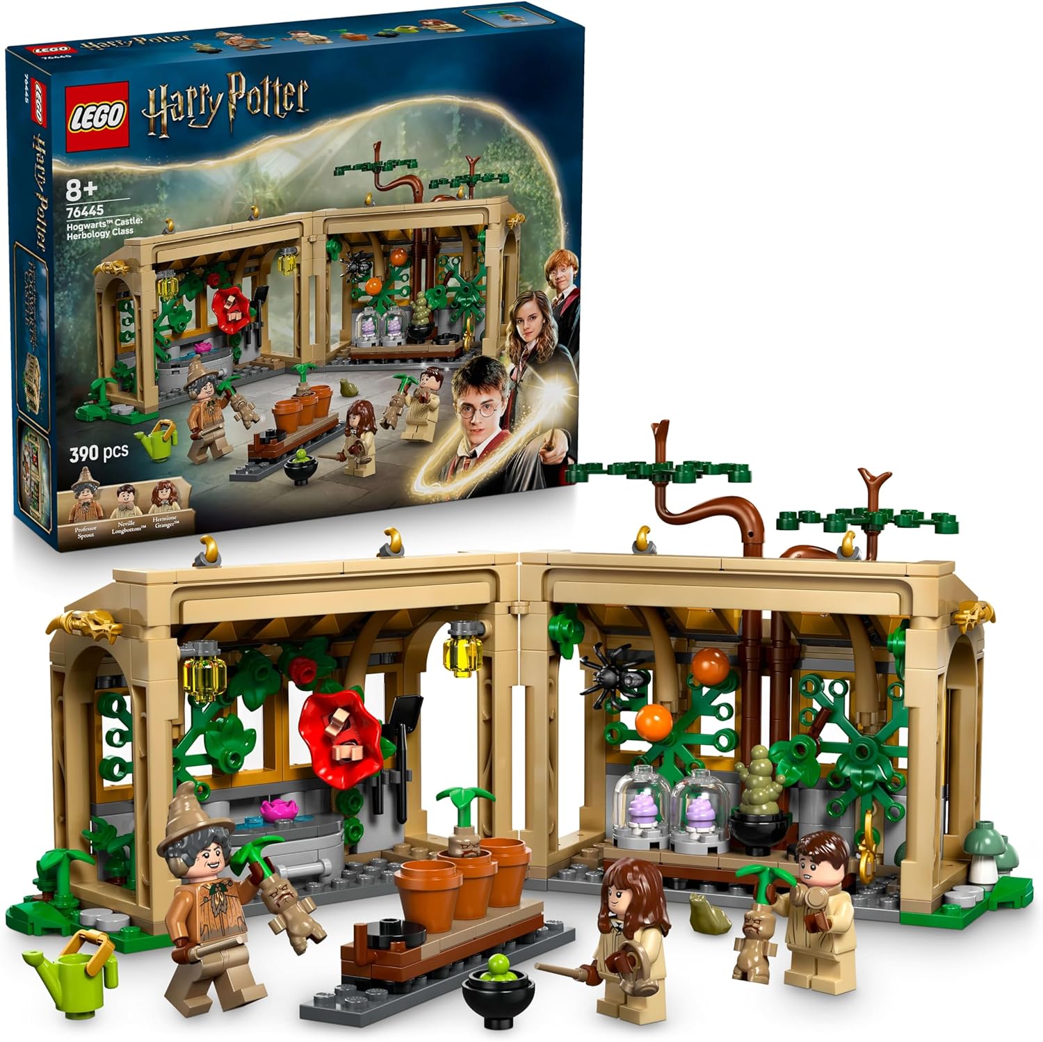 LEGO® Harry Potter™ 76445 Schloss Hogwarts™: Kräuterkundeunterricht LEGO® Harry Potter™ 76445 Schloss Hogwarts™: Kräuterkundeunterricht – Verpackung, Zubehör und Details sichtbar