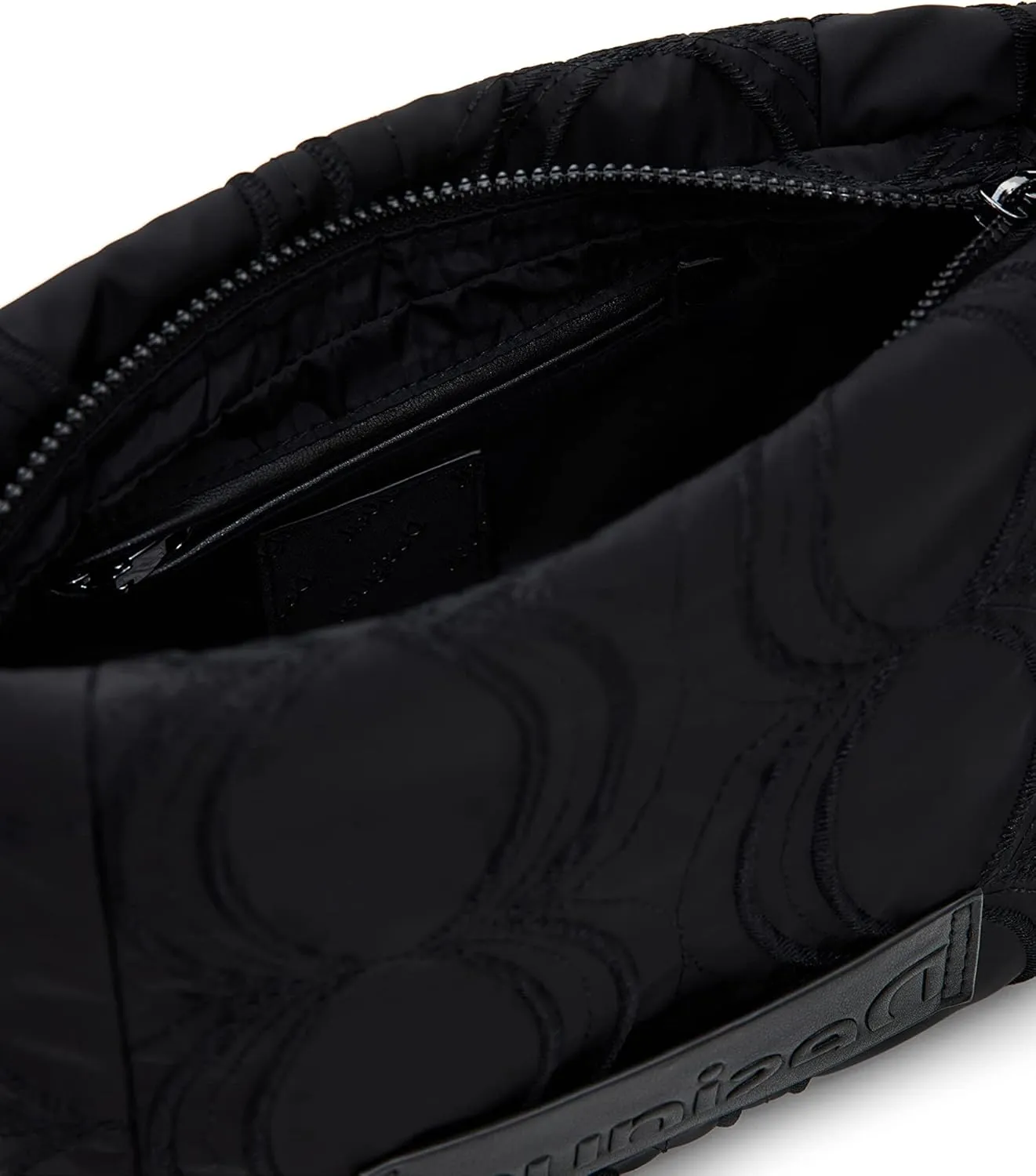 Desigual Damen Umhängetasche - Schwarz Stofftasche mit Logo-Relief 22WAXA75