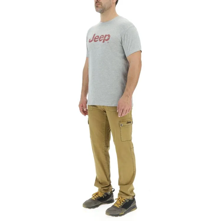 JEEP Herren T-Shirt O103354GR - Grau mit großem Logo-Print GR. XXL