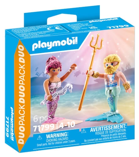 PLAYMOBIL 71799 - DuoPack: Meerjungfrau und Meermann mit Zepter & Dreizack Figur, Person, Spielzeug