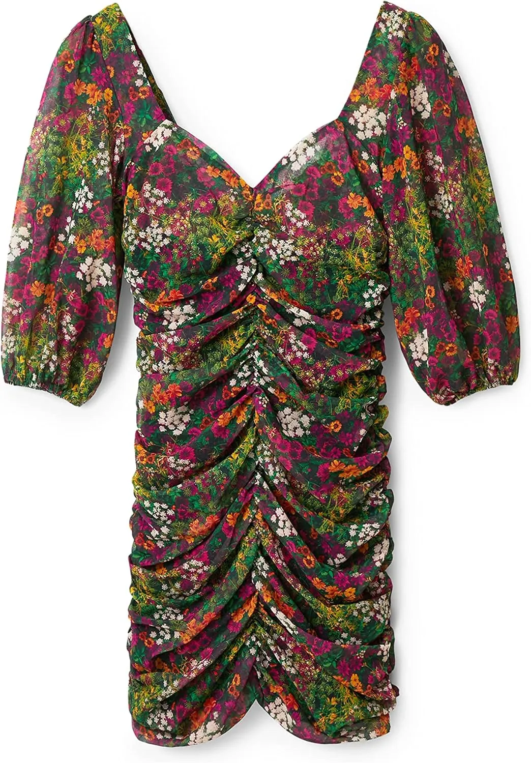 Desigual Damen Kleid - Mehrfarbiges Kleid mit Blumendruck 22WWVW479019 GR. M Desigual Damen Kleid - Mehrfarbiges Kleid mit Blumendruck 22WWVW479019 GR. M